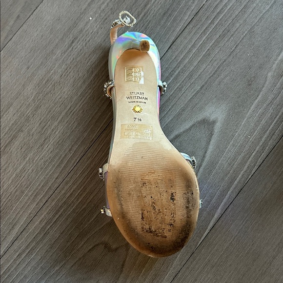 Stuart Weitzman - Womens Silver Mondrian Slingback Glam Sandal Shoe - Picture 11 of 12